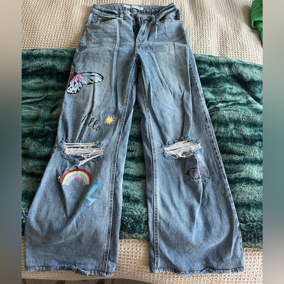 Tinseltown Blue Jeans with Colorful Patches - Picture 1 of 7
